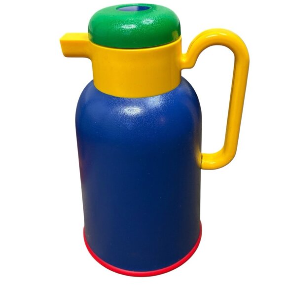 VTG 80s Postmodern Design Phoenix Vacuum Flask Insulated Thermal Jug Colorful - Picture 2 of 9
